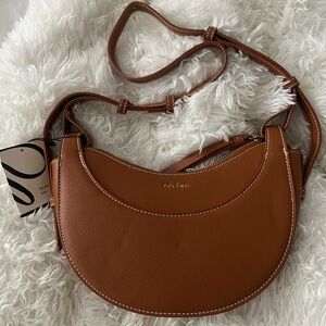 Polène Numero Dix Crescent Shoulder Bag Camel Graine Italian Leather BNWT